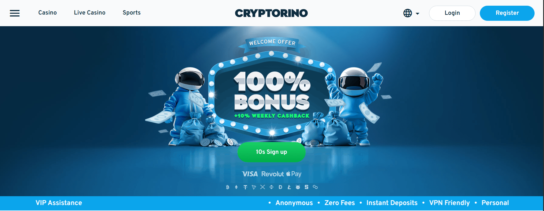 Interface view of Cryptorino casino highlighting RTP tools and volatility tracking features